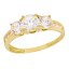 Sortija de oro amarillo 18k con 3 circonitas centrales blancas 991